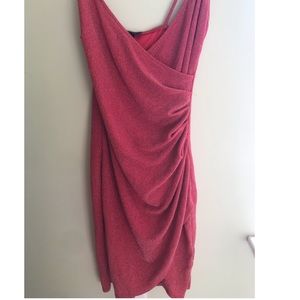 Red Ruched Side Split Dress